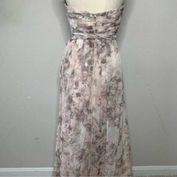 Jenny Yoo Strapless Sweetheart Floral Chiffon Maxi Gown - Picture 14 of 16